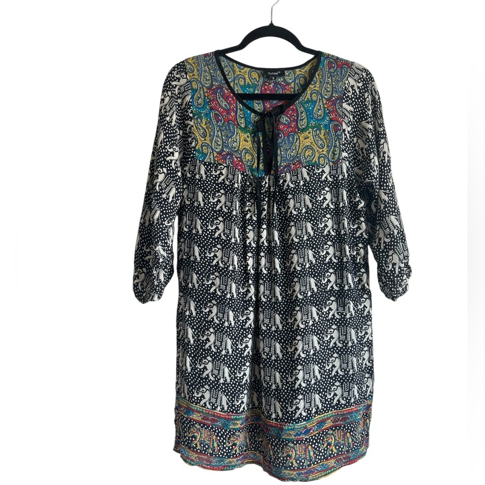 Tolani Silk Bohemian Print Mini Dress